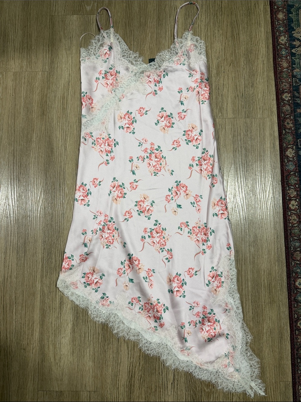 Steve Madden Pink Floral Lace Trim Slip Dress XL